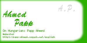 ahmed papp business card